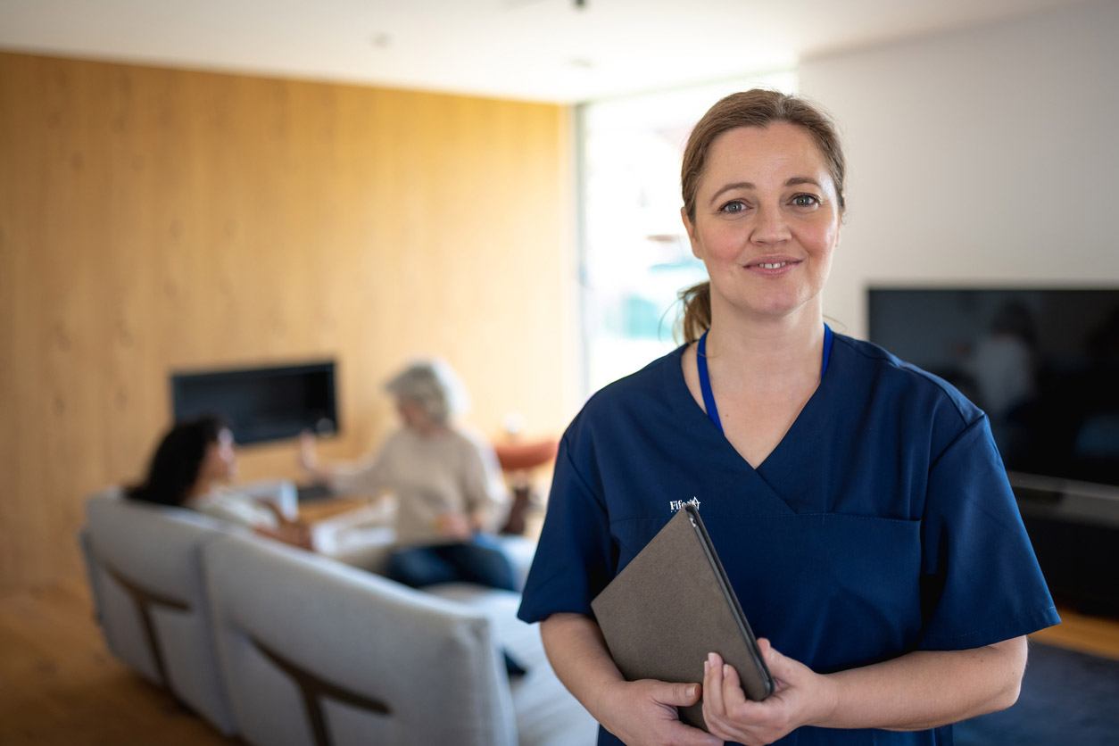 Nurse visiting home on social care visit